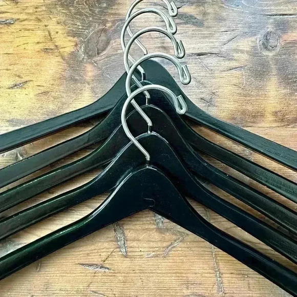 Wishbone 17" Black Wood Coat Hangers Set of 5 - Picture 4 of 4
